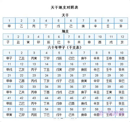 2001天干地支|天干属性 干支纪年对照表